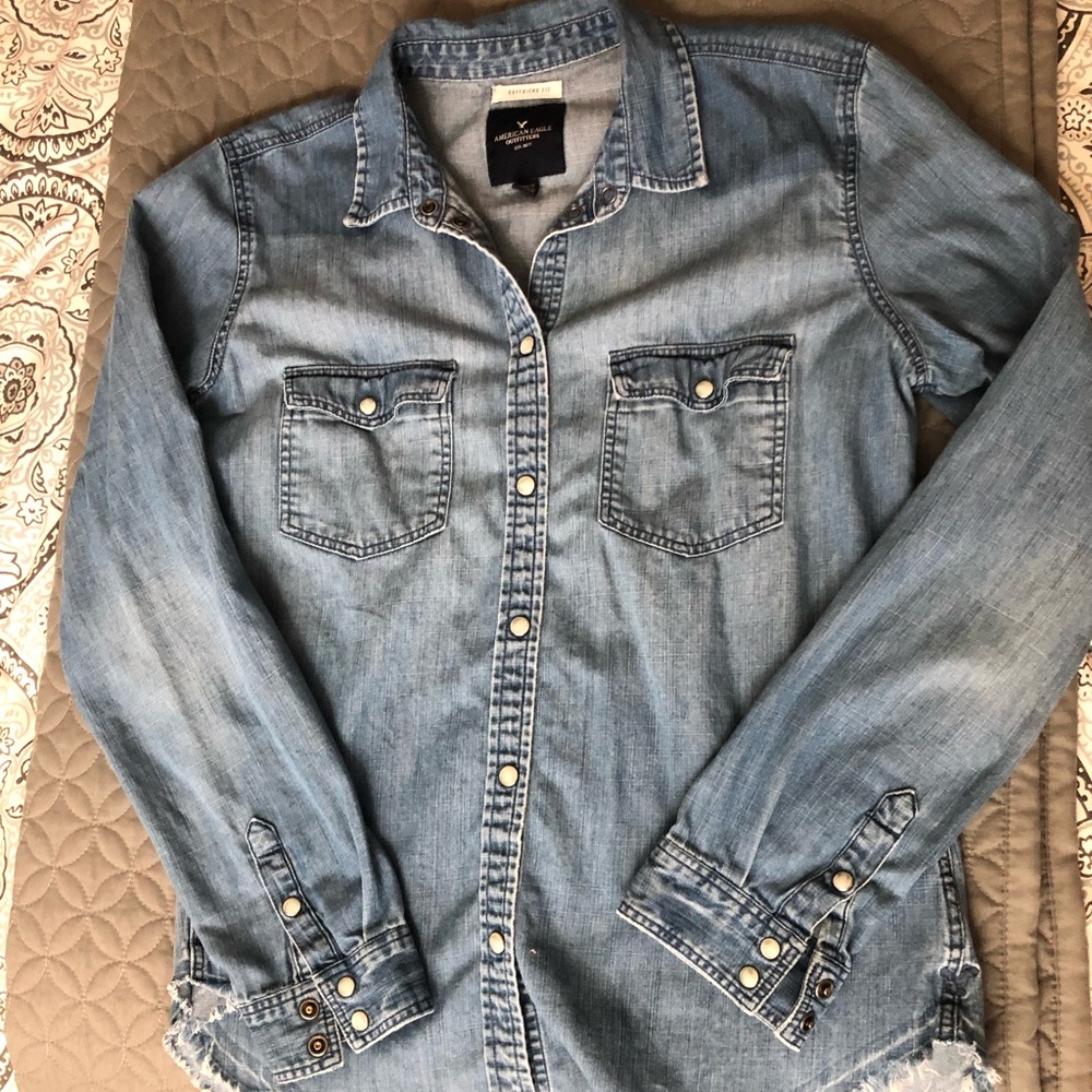 Denim button top